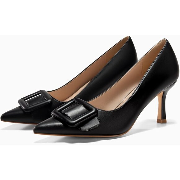 Women's Closed Pointed Toe Pumps Stiletto Heels Wedding Party Dress Shoes Black - Picture 3 of 6